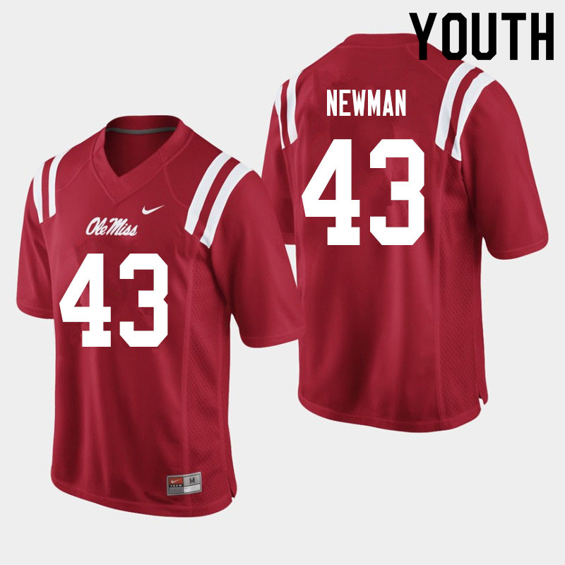 Daniel Newman Ole Miss Rebels NCAA Youth Red #43 Stitched Limited College Football Jersey XBY7258MQ